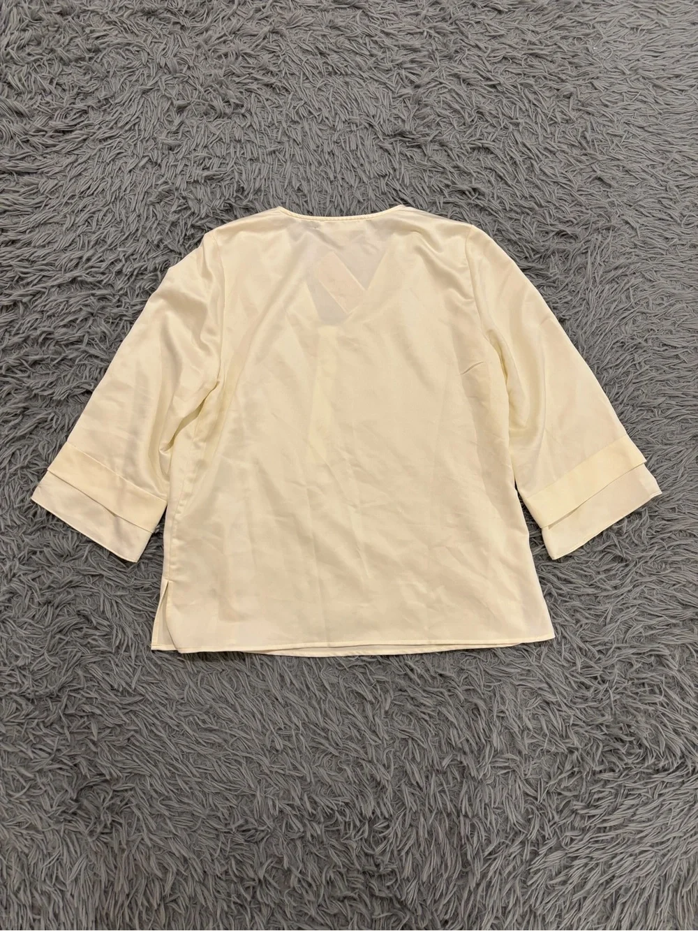 NEW Michael Kors Womens Small Bone White Satin Zip Front Blouse Minimalist Glam